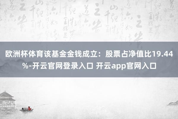 欧洲杯体育该基金金钱成立：股票占净值比19.44%-开云官网登录入口 开云app官网入口