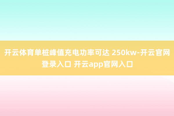 开云体育单桩峰值充电功率可达 250kw-开云官网登录入口 