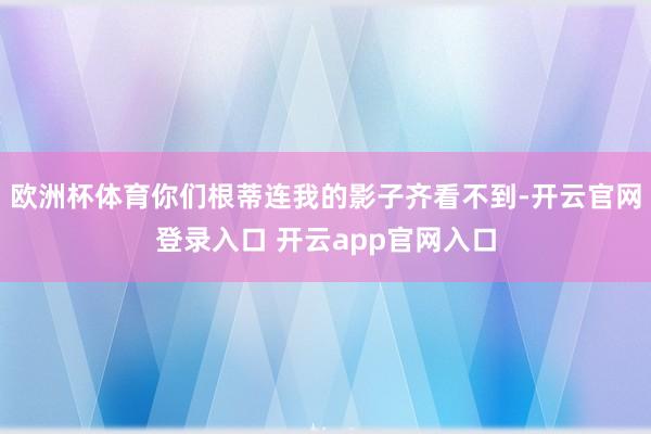 欧洲杯体育你们根蒂连我的影子齐看不到-开云官网登录入口 开云