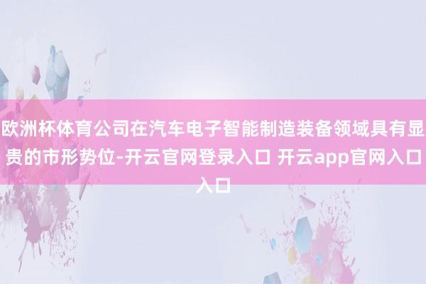 欧洲杯体育公司在汽车电子智能制造装备领域具有显贵的市形势位-开云官网登录入口 开云app官网入口