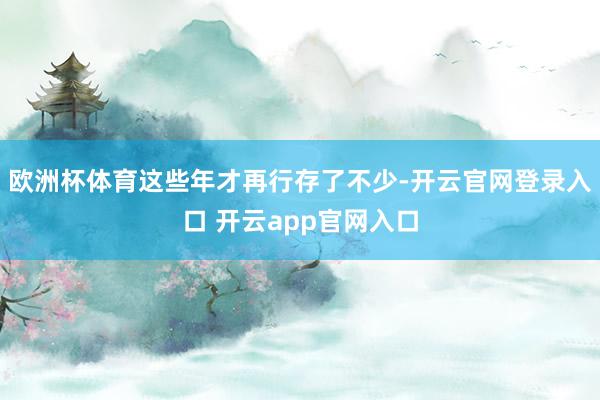 欧洲杯体育这些年才再行存了不少-开云官网登录入口 开云app