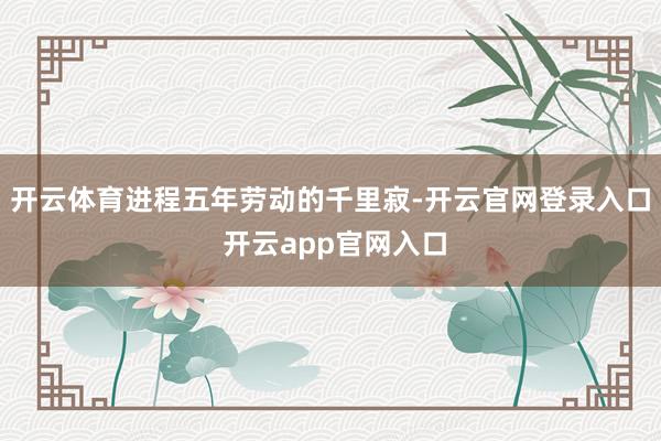 开云体育进程五年劳动的千里寂-开云官网登录入口 开云app官