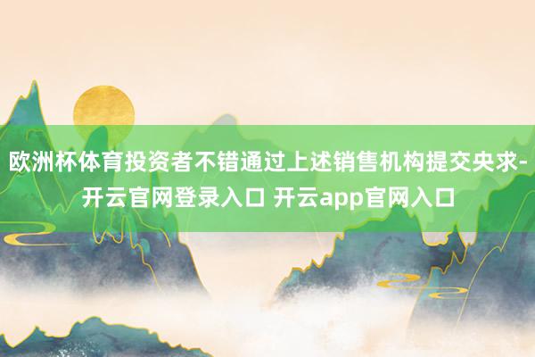 欧洲杯体育投资者不错通过上述销售机构提交央求-开云官网登录入口 开云app官网入口