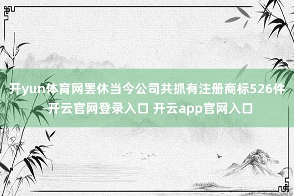 开yun体育网罢休当今公司共抓有注册商标526件-开云官网登录入口 开云app官网入口