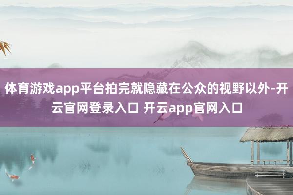体育游戏app平台拍完就隐藏在公众的视野以外-开云官网登录入口 开云app官网入口